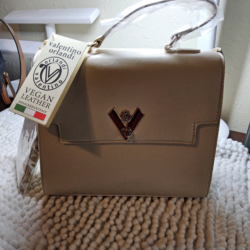 Valentino Orlandi bone colored Satchel with Wallet/Pouch NWT